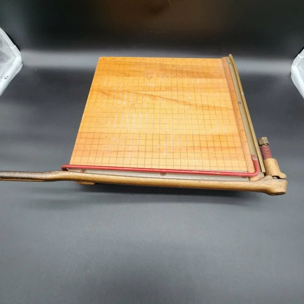 Ingento No 4 Paper Cutter Wood Guillotine Brown Unisex 12x12 Vintage Industrial
